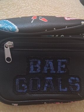Kids Black Sequin 'Bae Goals' Zip Pouch - Youth Accessory
